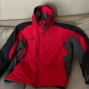 Columbia Men's Bold Red and Black Ski Jacket XL